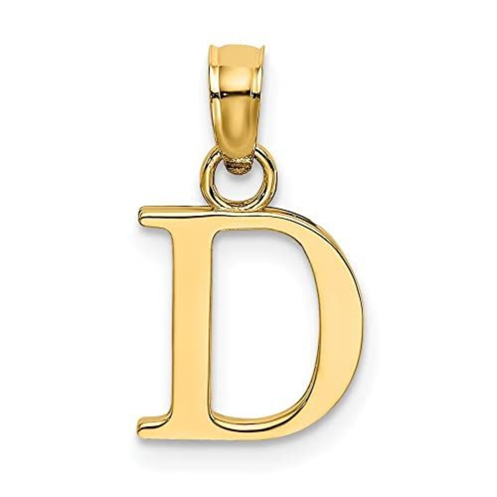 10k Yellow Gold Polished D Block Initial Charm - image 5